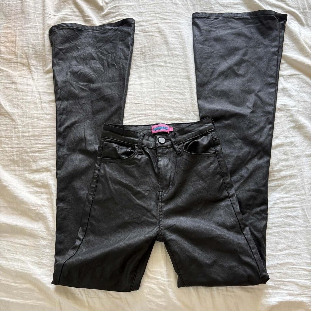 Edikted black faux leather high rise pants (size XS)